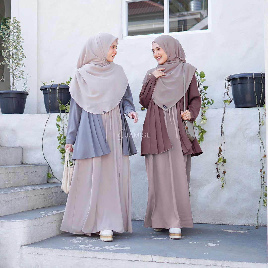 Vivian Dress | Gamis Kombinasi Outer Dua Warna