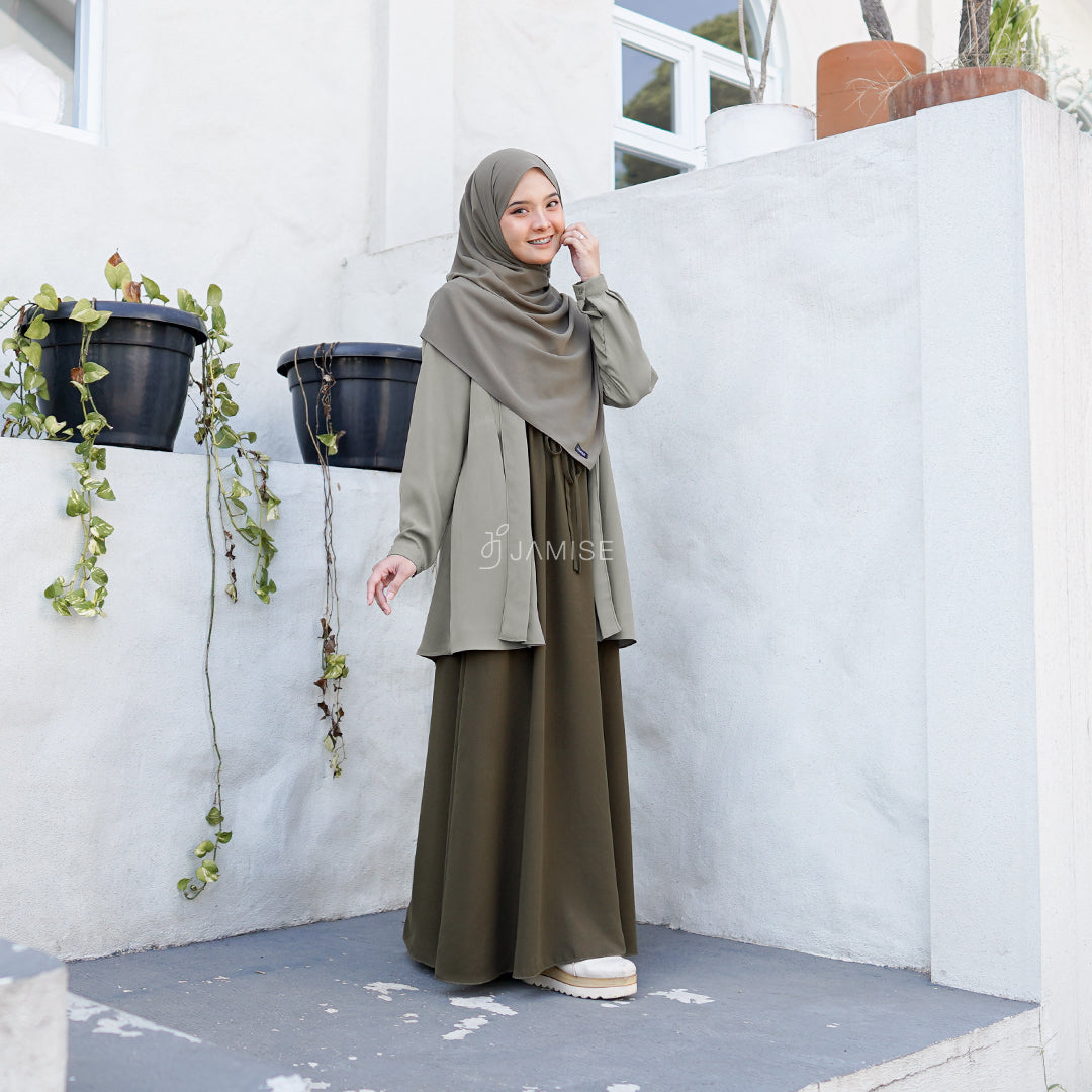 Vivian Dress | Gamis Kombinasi Outer Dua Warna